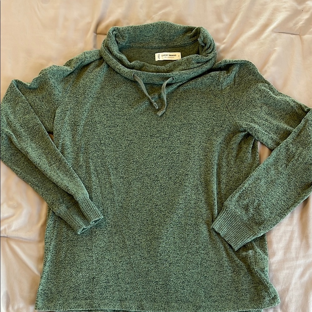 Lucky Brand Green Cowl Neck Sweater Soft Knit